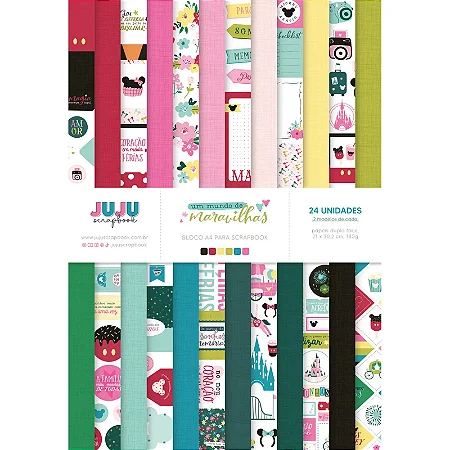 Coleção Um Mundo de Maravilhas - Bloco A4 - Juju Scrapbook