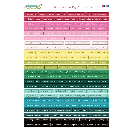 Colecao Um Mundo de Maravilhas - Cartela de Adesivos em papel - Encanto - Juju Scrapbook