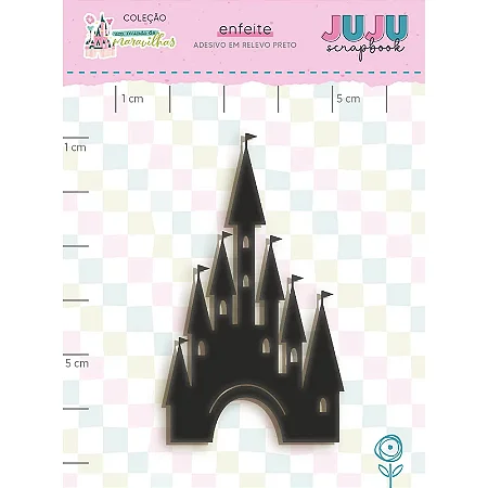 Coleção Um Mundo de Maravilhas - Aplique adesivado em relevo Preto - Castelo Encantado - Juju Scrapbook
