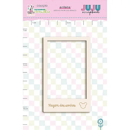 Coleção Um Mundo de Maravilhas - Aplique adesivado em relevo Branco - Polaroid de Viagem - Juju Scrapbook