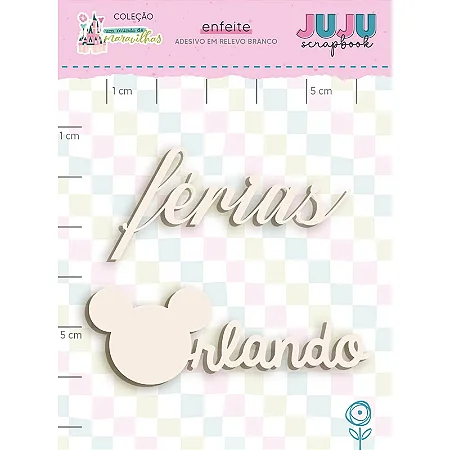 Coleção Um Mundo de Maravilhas - Aplique adesivado em relevo Branco - Férias em Orlando - Juju Scrapbook