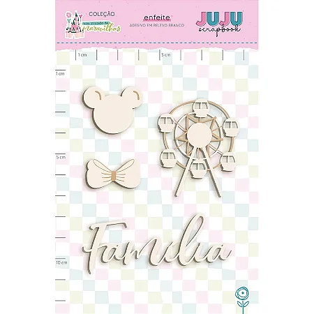 Coleção Um Mundo de Maravilhas - Aplique adesivado em relevo Branco - Familia - Juju Scrapbook