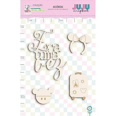 Coleção Um Mundo de Maravilhas - Aplique adesivado em relevo Branco - Era uma Vez - Juju Scrapbook