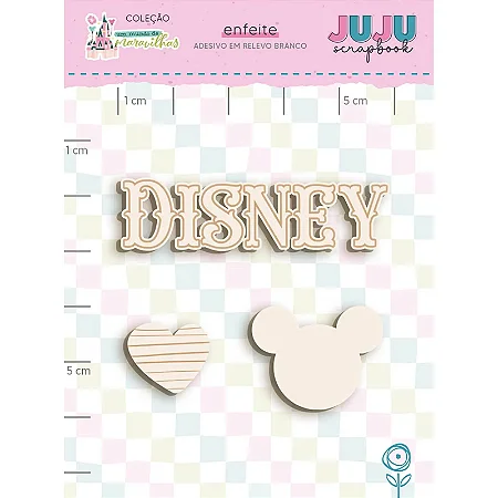 Coleção Um Mundo de Maravilhas - Aplique adesivado em relevo Branco - Com Amor, Disney - Juju Scrapbook