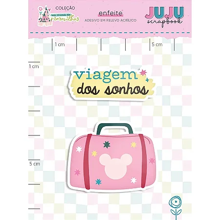 Coleção Um Mundo de Maravilhas - Aplique adesivado em Acrilico - Mala Pronta - Juju Scrapbook