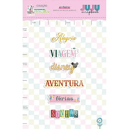 Coleção Um Mundo de Maravilhas - Aplique adesivado em Acrilico - Alegria - Juju Scrapbook