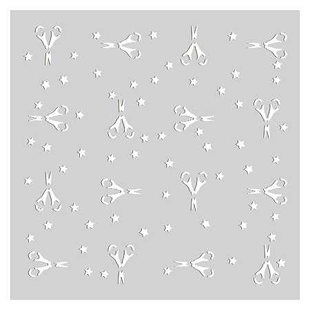 Colecao JARDIM DE PAPEL - Stencil TESOURAS - Carina SArtor