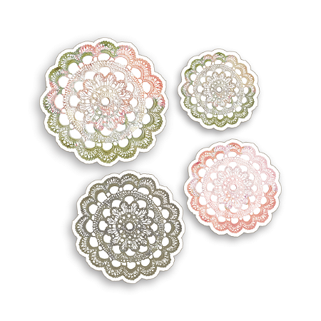 Colecao JARDIM DE PAPEL - Aplique em Acrílico - TOALHA CROCHET (4pçs) - Carina Sartor