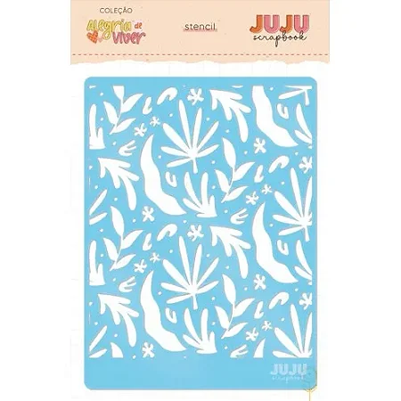 Coleção Alegria de Viver - Stencil Flores e Folhas - JUJU Scrapbook