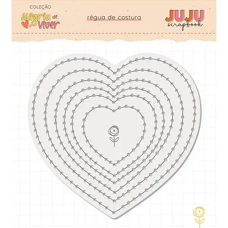Coleção Alegria de Viver - Régua de Costura/Bordado - CORÇÃO - JUJU Scrapbook