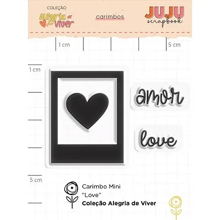 Coleção Alegria de Viver - Carimbo Mini - LOVE - JUJU Scrapbook