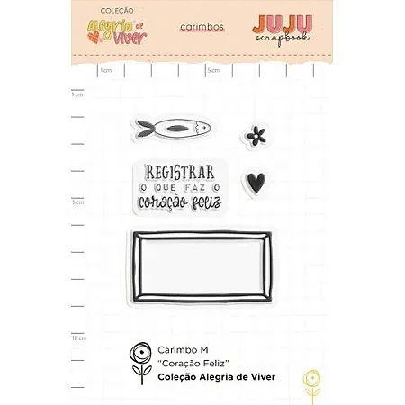 Coleção Alegria de Viver - Carimbo M - CORAÇÃO FELIZ - JUJU Scrapbook