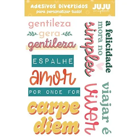 Coleção Alegria de Viver - Cartela de Adesivos DTF Uv - GENTILEZA - JUJU Scrapbook