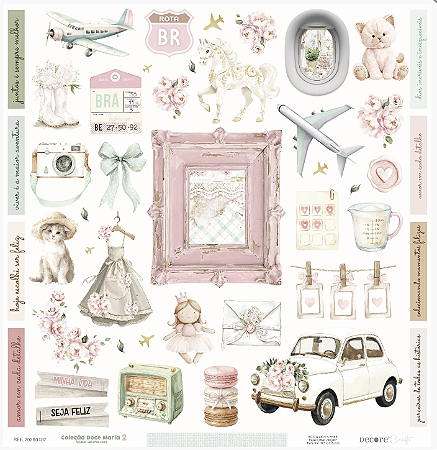 Coleção Doce Maria 2  -  Folha RECORTES CARRO - Decore Crafts