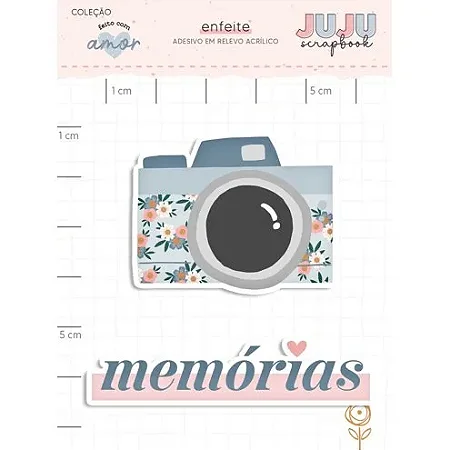 Colecao Feito com Amor - Adesivo em Relevo Acrilico - MEMÓRIAS - Juju Scrapbook