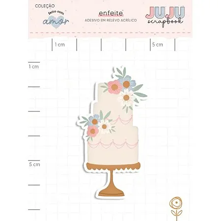Coleção Feito com Amor - Adesivo em Relevo Acrilico - BOLO - Juju Scrapbook