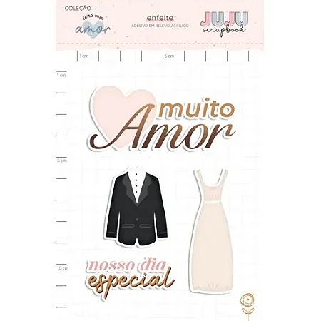Colecao Feito com Amor - Adesivo em Relevo Acrilico - MUITO AMOR- Juju Scrapbook