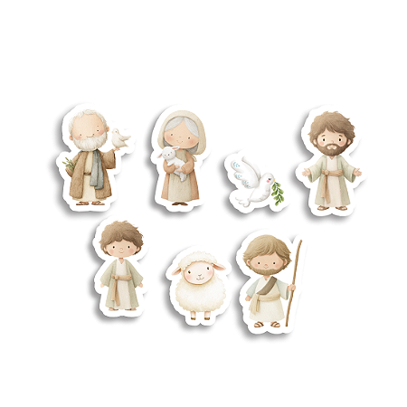 Coleção RECORTES BIBLICOS - Apliques em Acrilico - FAMÍLIA DE JESUS (6PÇS) BIB04 - Carina Sartor