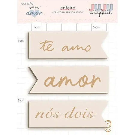 Coleção Feito com Amor - Adesivo em Chipboard Branco - PURO AMOR - Juju Scrapbook