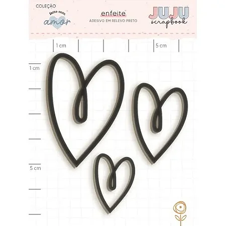 Coleção Feito com Amor - Adesivo em Chipboard Preto - BATIMENTOS - Juju Scrapbook