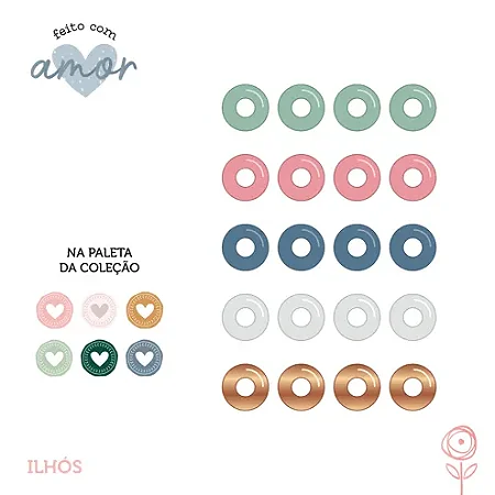 Coleção Feito com Amor - Ilhós - Juju Scrapbook