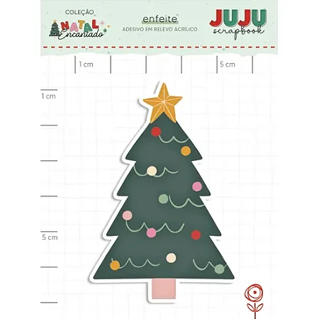 Coleção Natal Encantado - Aplique em Acrílico adesivado - ÁRVORE - Juju Scrapbook