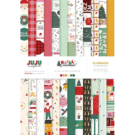 Coleção Natal Encantado - Bloco A4 - Juju Scrapbook