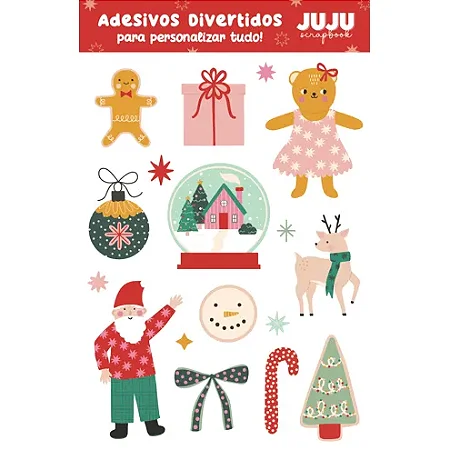 Coleção Natal Encantado - Adesivo DTF UV - PRESENTE - Juju Scrapbook