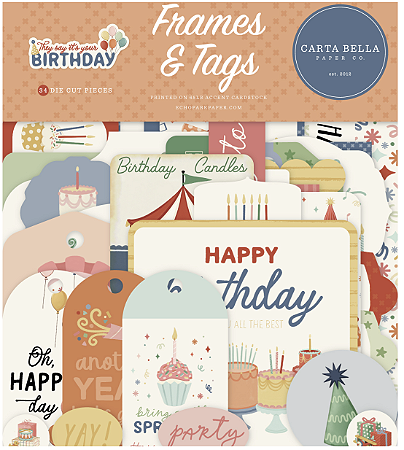 Coleção They Say Its Your Birthday - Frames & Tags (Die Cuts) - Carta Bella