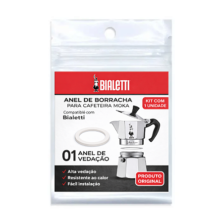Borracha de vedacao cafeteira bialetti 6 xicaras original Ø externo 7,2 cm, Ø interno 5,5 cm importado Bialetti