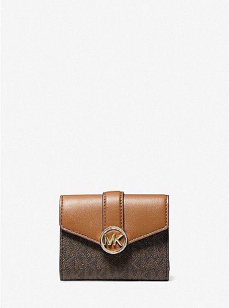 Carteira Michael Kors Carmen Medium Logo and Faux Leather Wallet (Brown) -  Main Shopper
