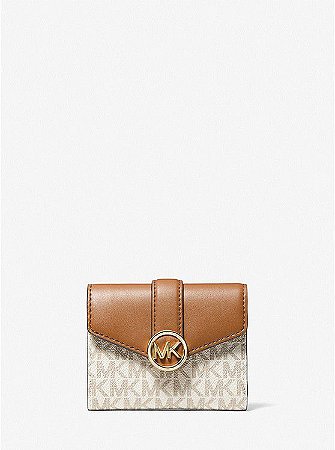 Carteira Michael Kors Carmen Medium Logo and Faux Leather Wallet (Vanilla)  - Main Shopper