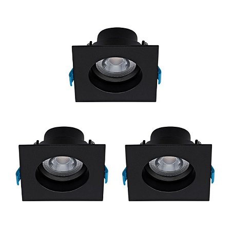 Kit 3 x Embutido Spot Quadrado 4,5W 3000K Preto Stella