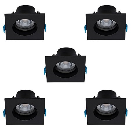 Kit 5 x Embutido Spot Quadrado 4,5W 3000K Preto Stella