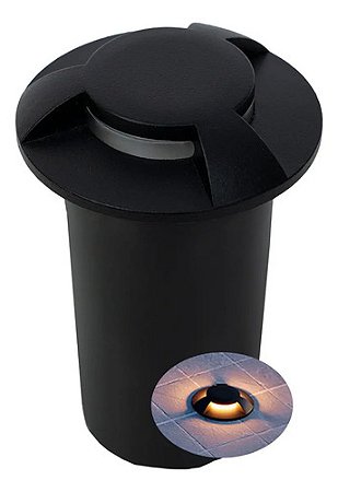 Balizador De Jardim Germany Iluminação Spot 3 Fachos Led Preto 1w 3000k Branco-quente