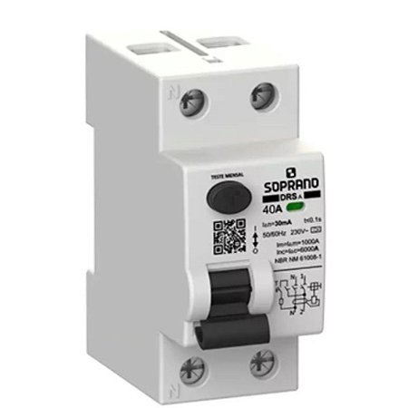 IDR Bifásico 30mA 40A - Classe A - Soprano-  Ideal Proteção Veicular
