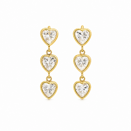 Brinco em Ouro 18k Zircônia Coração