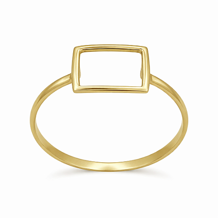 Anel em Ouro 18k Quadrado Vazado