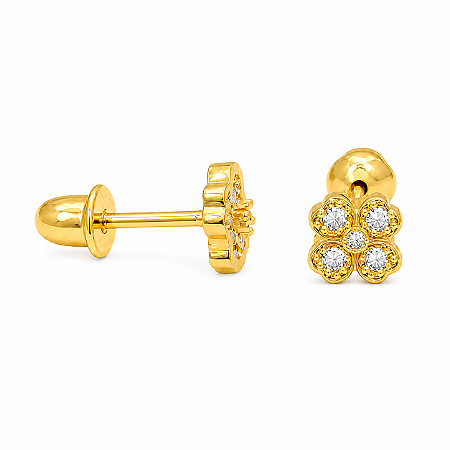 Brinco em Ouro 18k Trevo (Infatil)