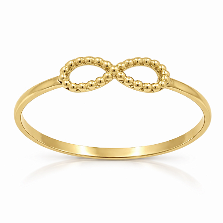 Anel em Ouro 18k Infinito Fio Bolinha