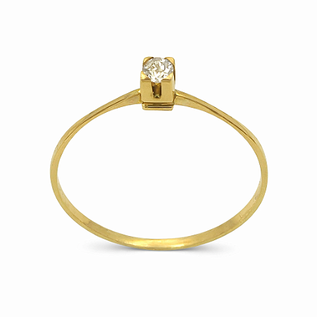 Anel em Ouro 18K Solitário com Diamante 0,12 ct