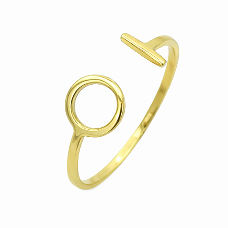 Anel em Ouro 18K Circulo Vazado com T