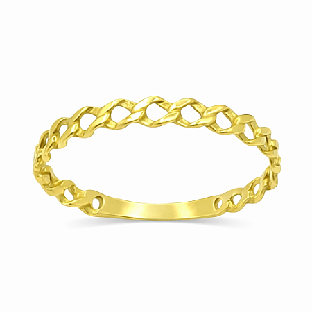 Anel em Ouro 18k Fio Corrente Vazado