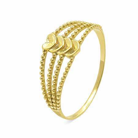 Anel em Ouro 18K com 4 Corações Fio Torcido