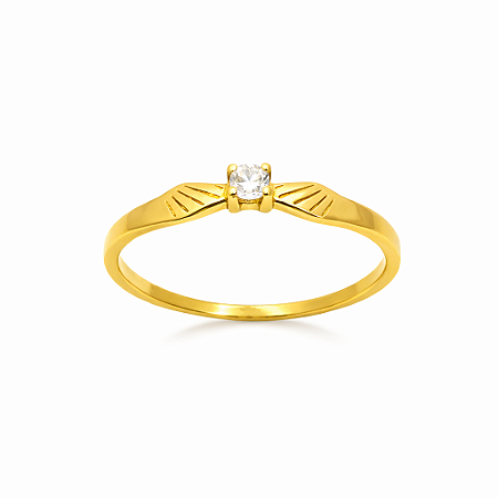 Anel em Ouro 18K Solitário com Zircônia