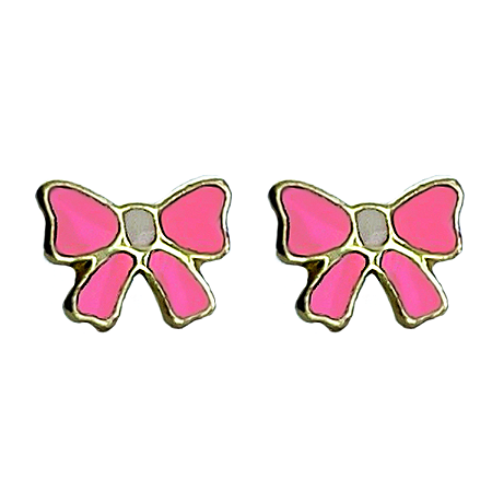 Brinco em Ouro 18k Laço Esmaltado Infantil