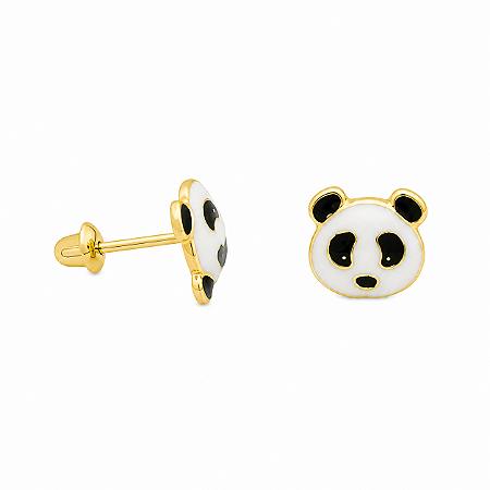 Brinco em Ouro 18k Urso Esmaltado