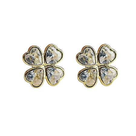 Brinco em Ouro 18k com Zircônia Fixo Trevo