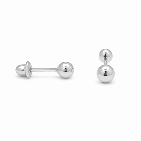 Brinco em Ouro Branco 18k Bola Baby (Par)