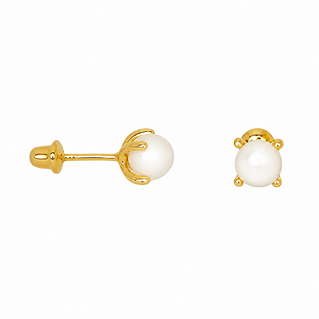Brinco em Ouro 18k Pérola Bolinha Baby (Par)